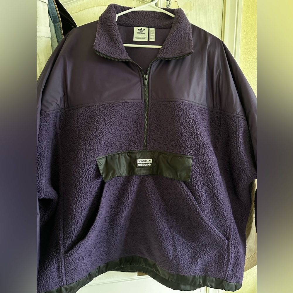RARE Adidas Sherpa Half Zip Pullover